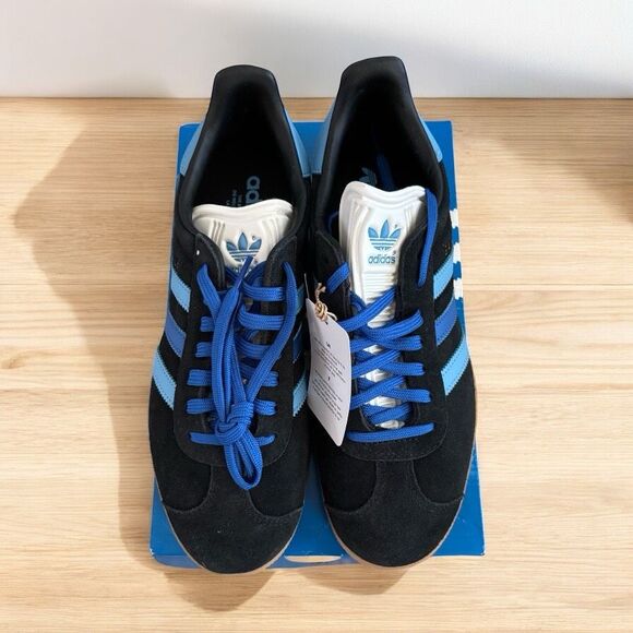 Adidas Wmn's Gazelle Black Blue IE9124 -Suede Sneakers Retro Originals Sz 7.5-8. - Picture 3 of 6